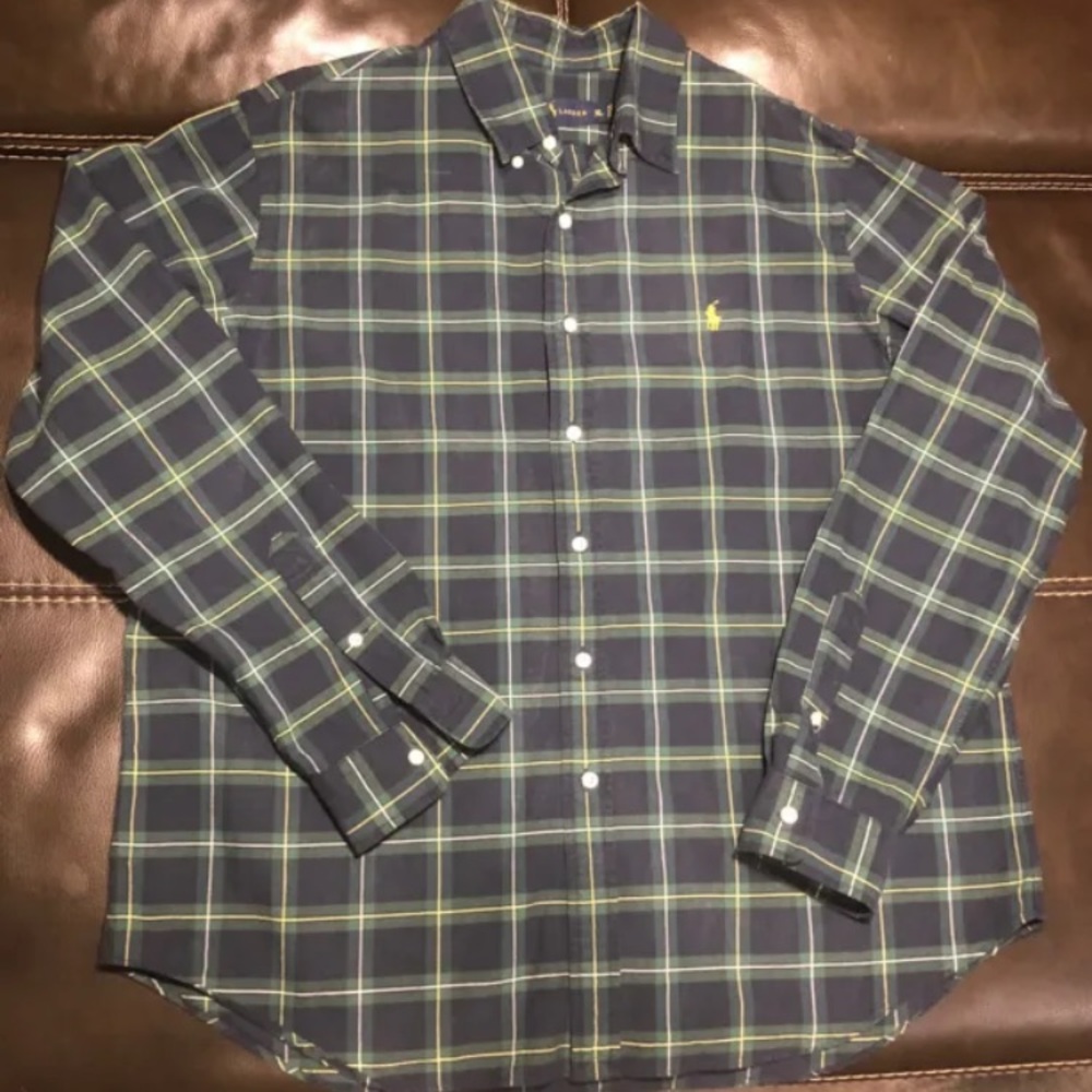 Polo Ralph Lauren blue and green shirt Men’s Size XL Button Down